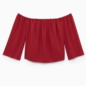 Wilfred Aritzia Orly Off-Shoulder Burgundy Wine Blouse | M​